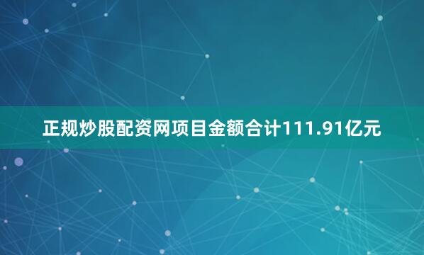 正规炒股配资网项目金额合计111.91亿元